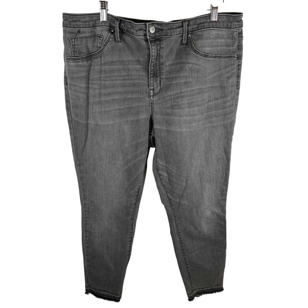 Mossimo High Rise Jegging Gray Power Stretch Raw Hem Jeans Size 18/34R Grunge‎